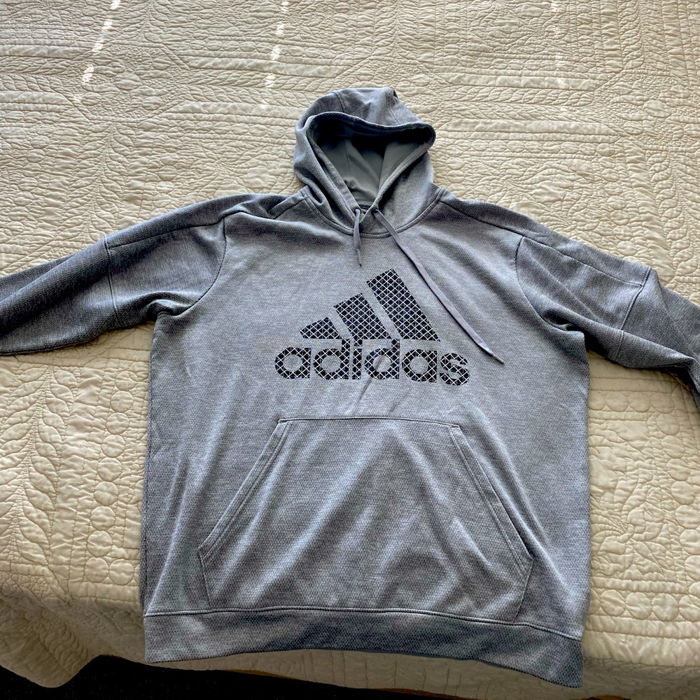 XL Grey Adidas hoodie. Size tag is missing, but it’s XL. Smoke free pet free.